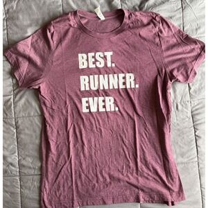 Best Runner Ever Large Women's Maroon Short Sleeve T-Shirt Marathon 5K 10K Jog